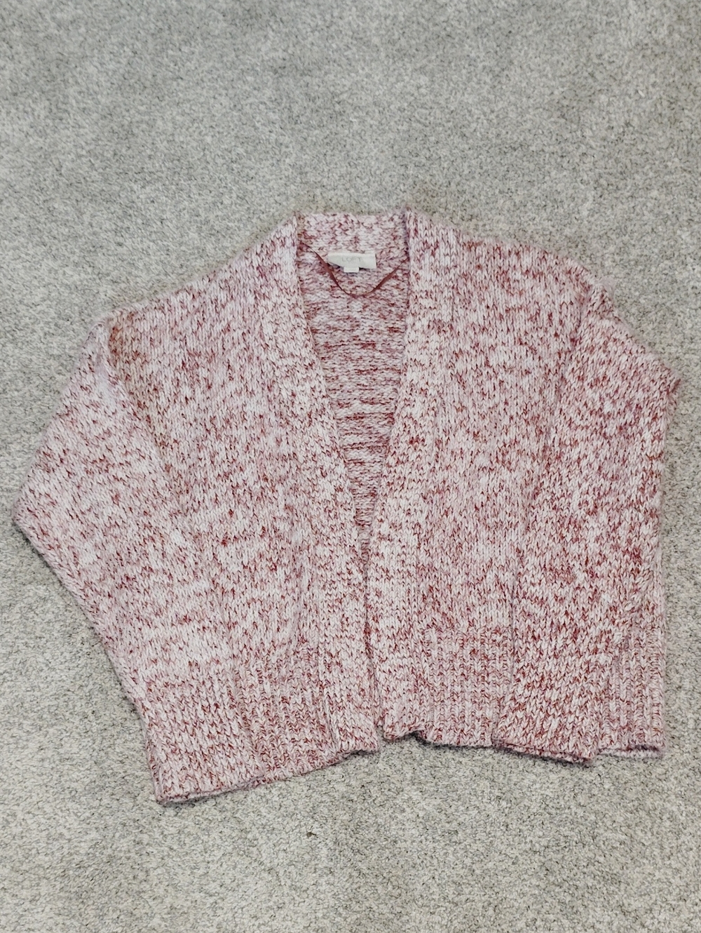 LOFT Marled Rose Pink Open Cardigan